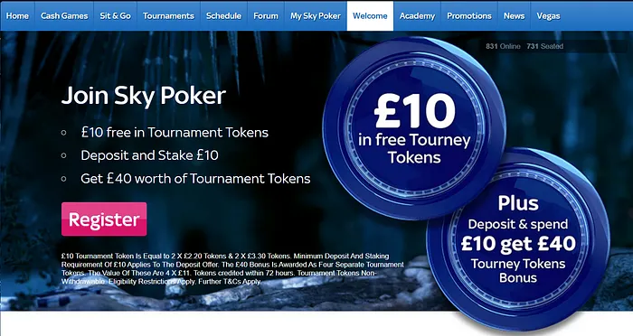Sky Poker welcome bonus