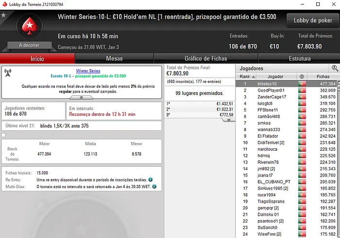 Winter Series: Pedro Palma Ferro Conquista Evento #9 - High (€6,507) 103