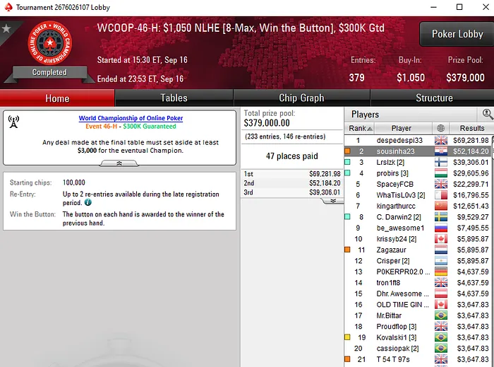 pokerstars wcoop 2019