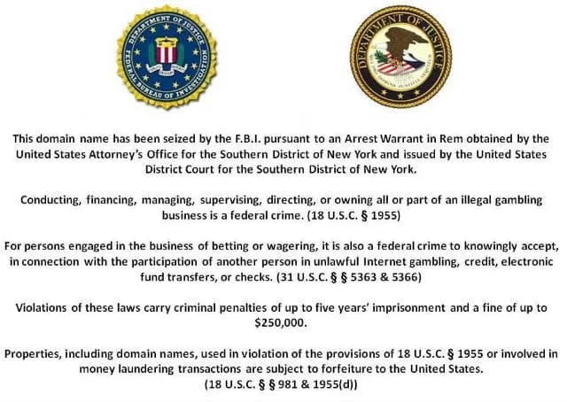 Black Friday DOJ web domain seizure