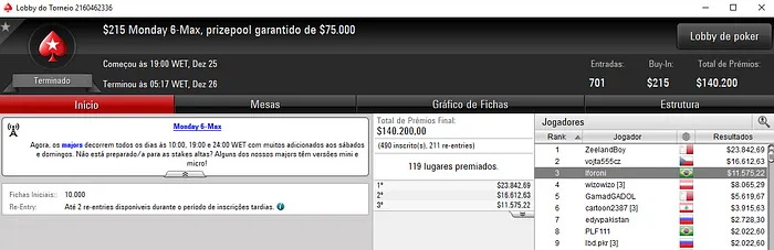 lforoni, EdilsonRTJ e hneves182 Forram Pesado no PokerStars 101