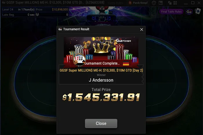 Joakim Andersson's $1.5 million haul