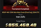 Ivan "zufo16" Zufic Wins $843,460 & First Bracelet in Event #63: $500 Mini Main Event