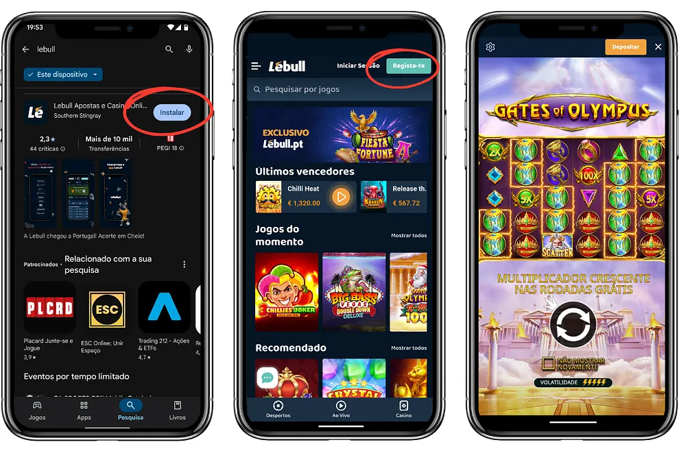 Interface do Lebull Casino