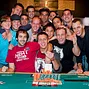 Brent Hanks,champion of event 2 of the 2012 WSOP, celebrates with friends