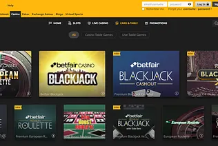 betfair casino screenshot